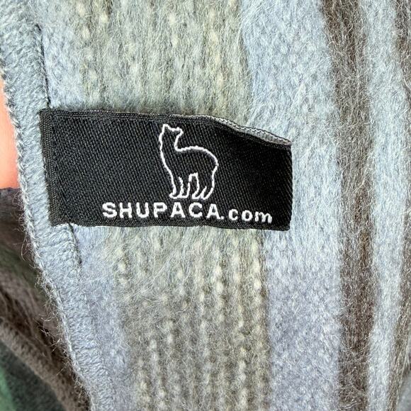 Shupaca Alpaca Handmade Open Scarf Striped 11.5"x74" Blue Winter Casual Ecuador - Picture 4 of 7